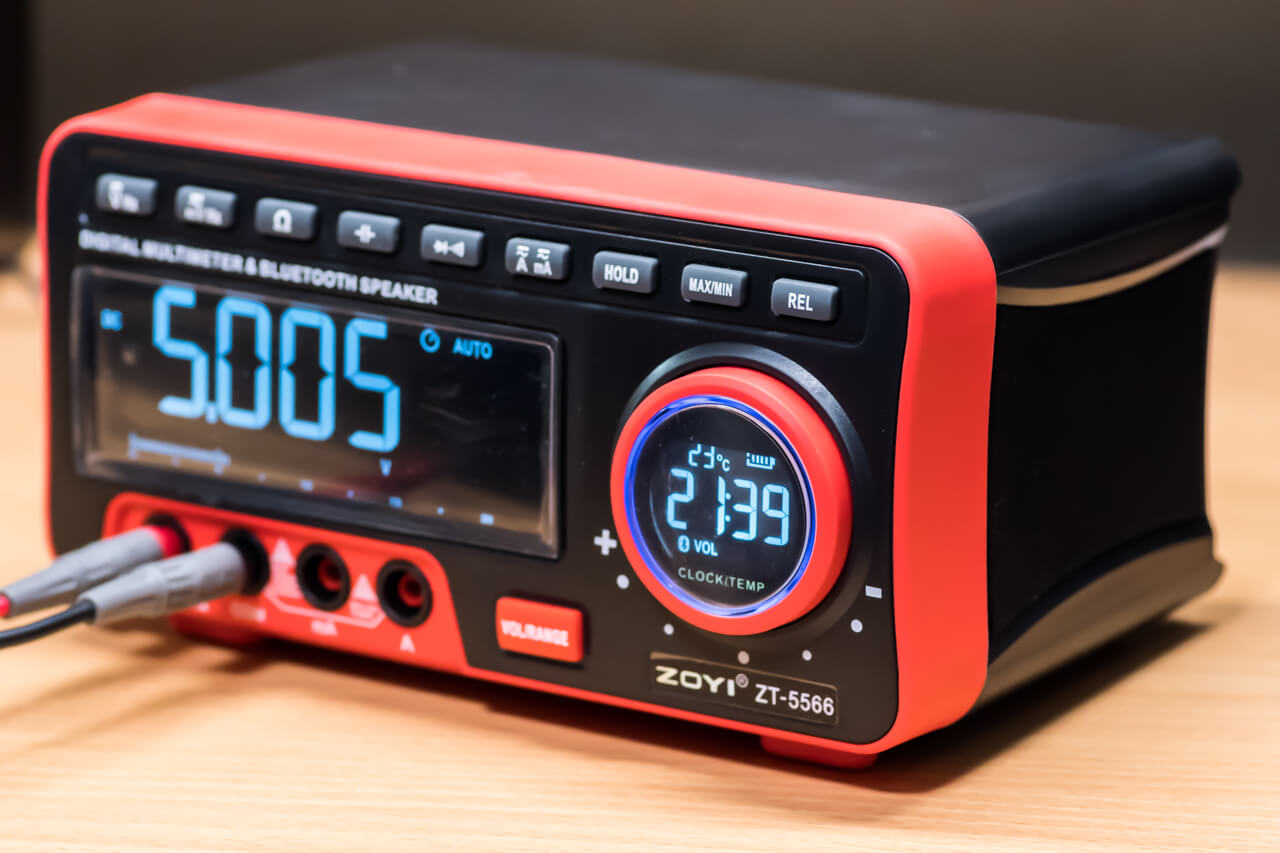多機能デジタルマルチメータ（Bluetoothスピーカー＋時計＋温度計付き 
